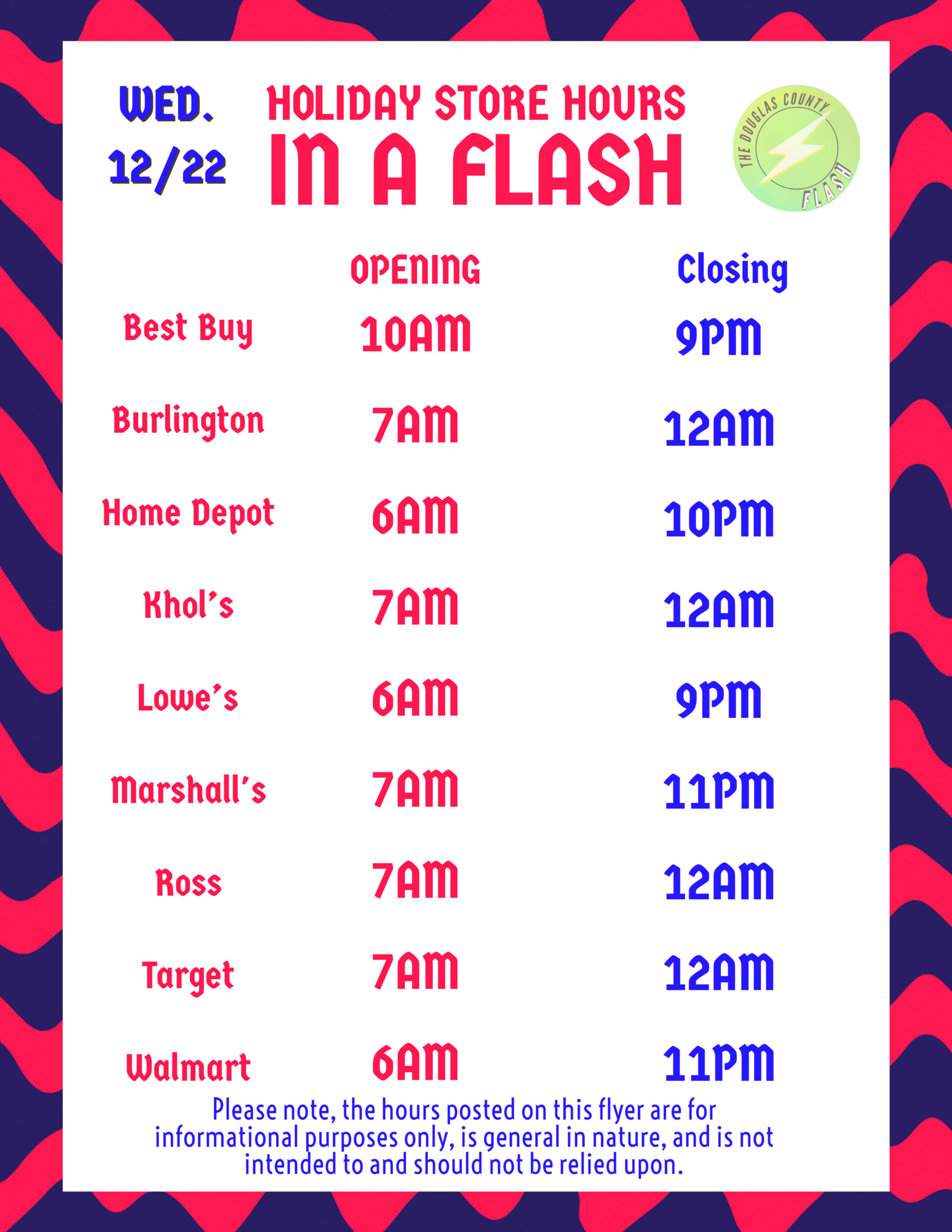 Holiday Shopping Hours The Douglas County Flash